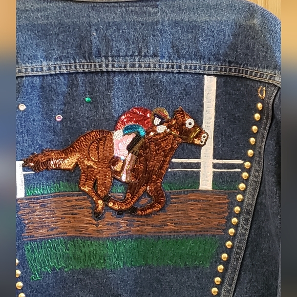 Encore Custom denim studded jacket  Medium - Picture 2 of 15